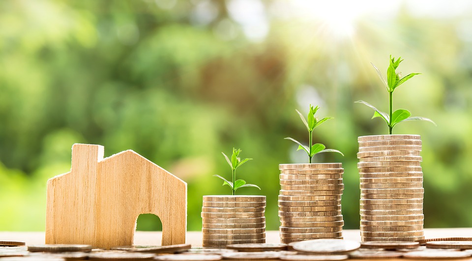 A wooden home with money being saved