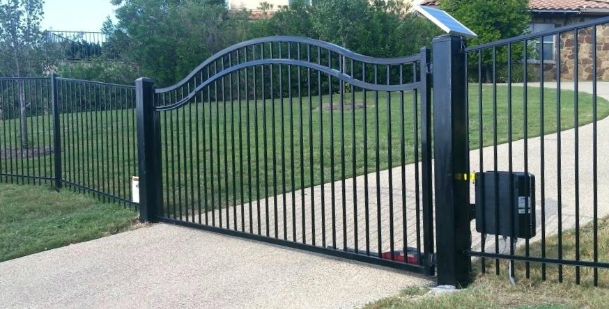 Sliding gate option across rising driveways