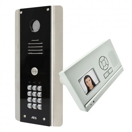 AES 705-HF-ABK-EU New DECT 2.4G wireless video intercom architectural model with keypad and desk/wall video monitor