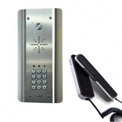 AES Slim CL-ASK wired stainless steel audio intercom kit with keypad and wired handset